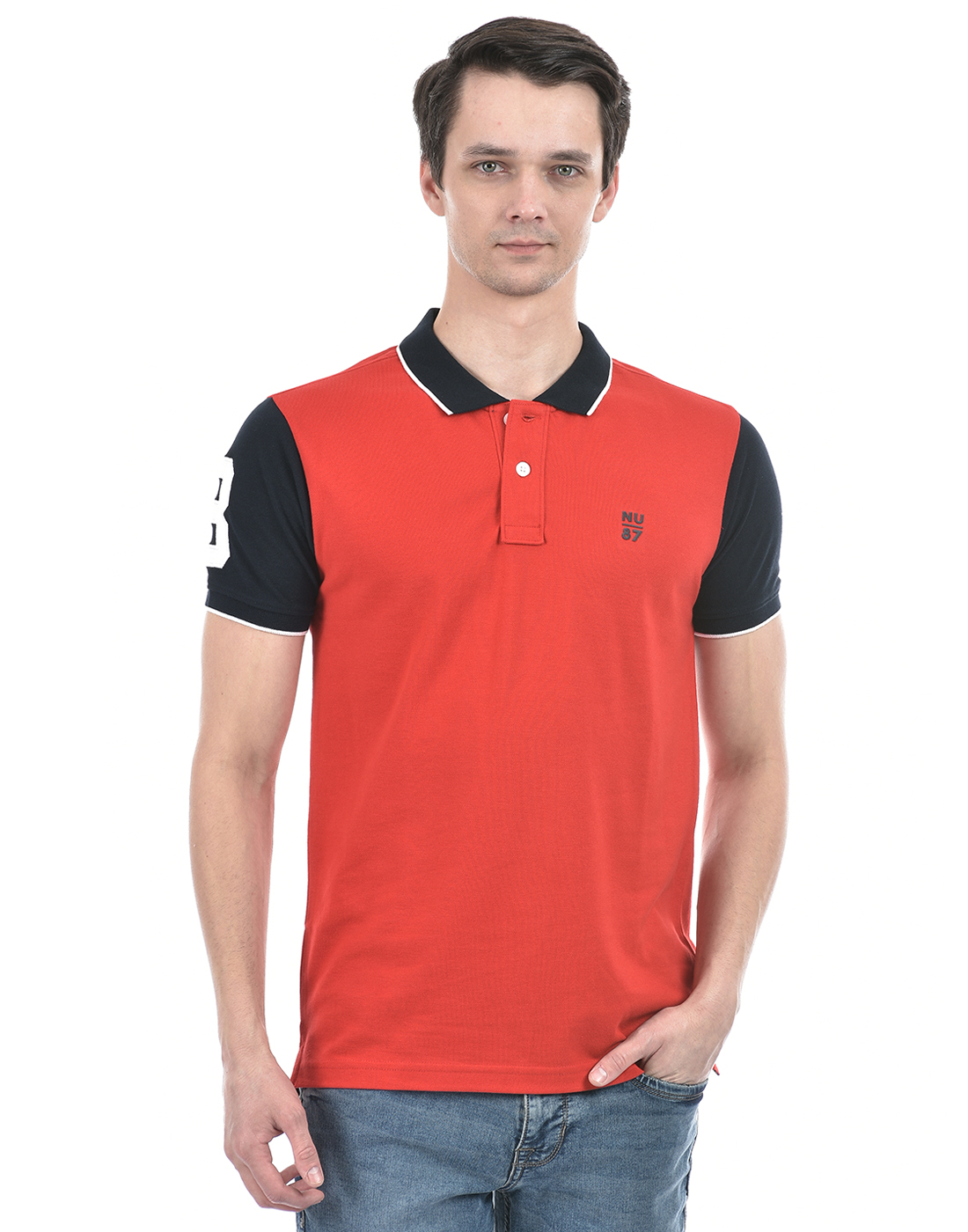 Numero Uno Men Color Block Red T-Shirt